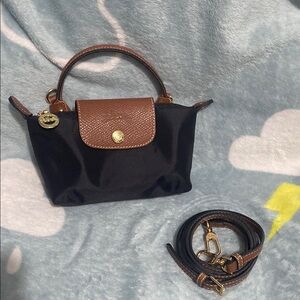 Longchamp Le Pliage Canvas Hangbag Black Cosmetic Bag